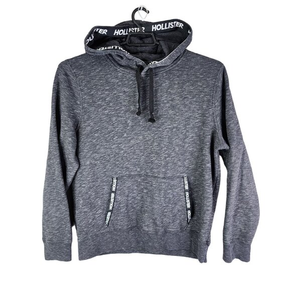 Mens Heather Gray Hollister Drawstring Hooded Sweatshirt Long Sleeve Size XL - Picture 1 of 12